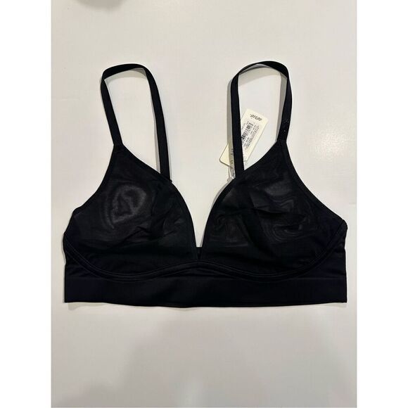 Size S aerie SMOOTHEZ Mesh Bralette in True Black - Picture 1 of 9